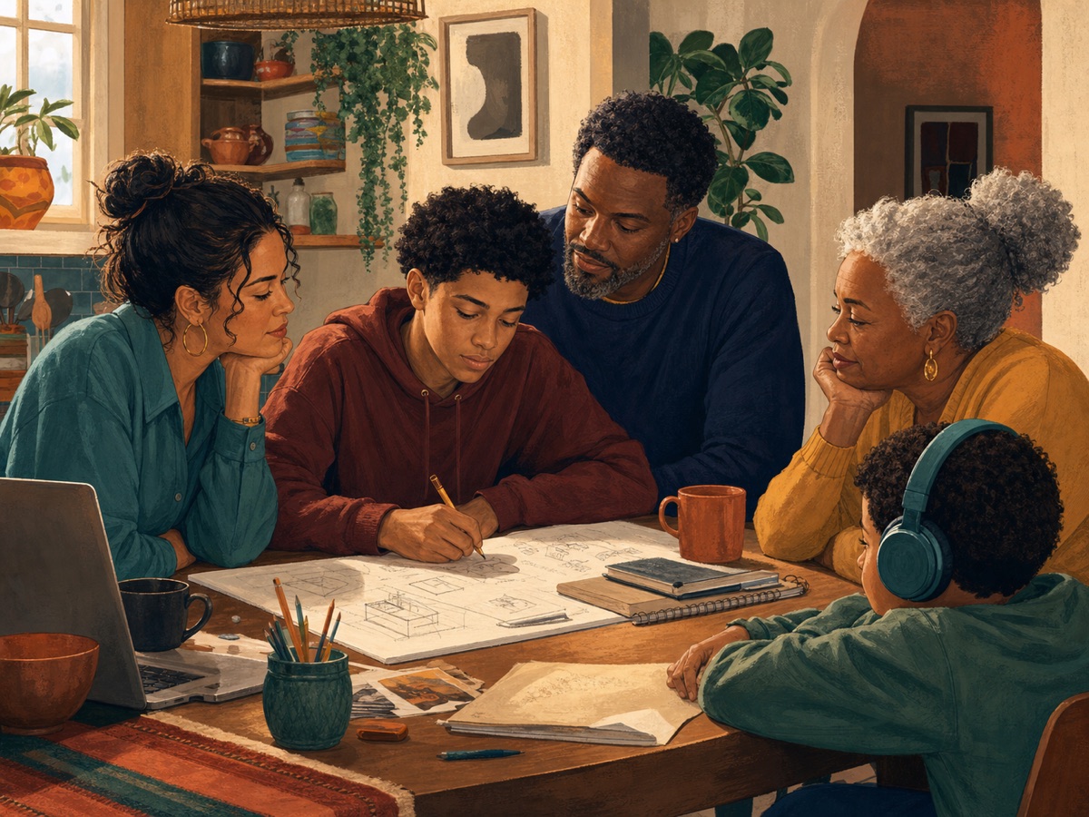 Multigenerational family planning a learning project around a kitchen table